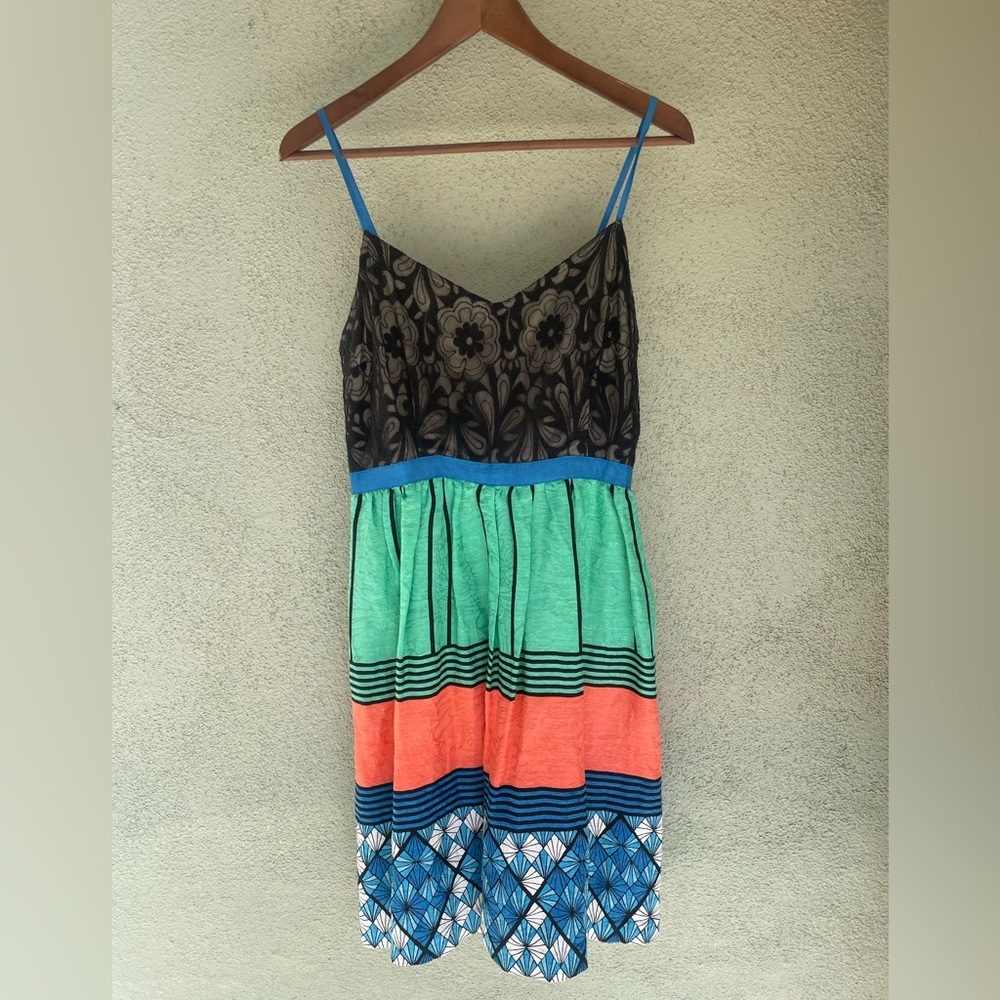 Tracy Reese | Anthropologie Frock Mosaic Stripe Dress Size 8P Petite Whimsigoth